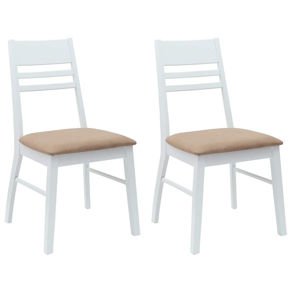 vidaXL Chaises de salle à manger 2 pc Bois de Caoutchouc Massif Blanc