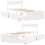 vidaXL Cadre de lit sans matelas blanc 90x190 cm bois de pin massif