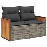 Ensemble de Canapé de Jardin 13 pièces avec Coussins Gris Rattan Acacia