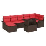 vidaXL Ensemble de canapé de jardin 8 Pièces Marron Poly rotin