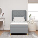 vidaXL Lit Box Spring avec Matelas Gris clair 100x200 cm Tissu