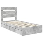 vidaXL Lit de Rangement Gris béton 90 x 190 cm Bois d'ingénierie