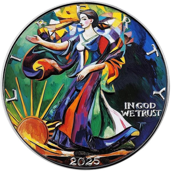 Pièce de monnaie en Argent 1 Dollar g 31.1 (1 oz) Millésime 2025 Walking Liberty in Art CUBISM