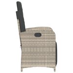 vidaXL Chaise inclinable de jardin avec repose-pied gris clair rotin