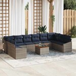 vidaXL Ensemble de canapé de jardin 11 Pièces gris et bleu marine