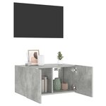 vidaXL Meuble TV mural avec lumières LED gris béton 60x35x31 cm