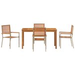 Ensemble de salle à manger de jardin de 5 pièces vidaXL en poly rotin beige et acacia
