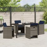 vidaXL Ensemble de salle à manger de jardin 5 pièces avec coussins rattan gris poly