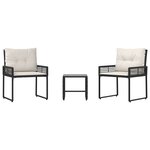 vidaXL Ensemble de meubles d'extérieur 3 pc Noir et Blanc