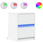 vidaXL Armoires de chevet et lumières LED 2Pièces blanc bois d'ingénierie