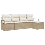 vidaXL Ensemble de canapé de jardin 5 Pièces Beige Poly rotin