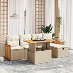 vidaXL Salon de jardin avec coussins 6 Pièces beige résine tressée