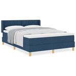 vidaXL Lit Box Spring avec Matelas Bleu 140x190 cm Tissu