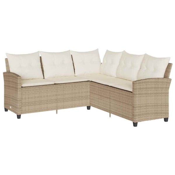vidaXL Canapés en forme de L avec coussins beige résine tressée