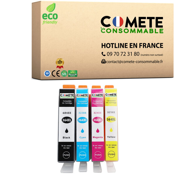 364XL - 4 cartouches compatibles pour HP 364 XL - COMETE