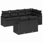 vidaXL Ensemble de canapé de jardin Noir polyrotin