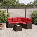 vidaXL Salon de jardin 6 Pièces avec coussins marron résine tressée