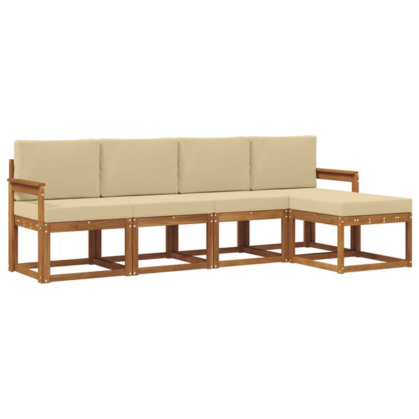 vidaXL Ensemble de canapés d'extérieur 5 pc Naturel et Beige