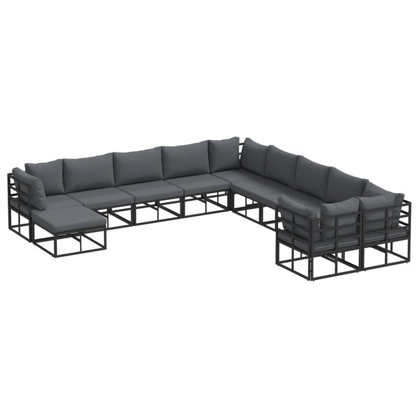 vidaXL Ensemble de canapé de jardin 11 Pièces Noir 71.5 x 71.5 x 71 cm