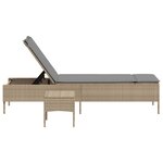 vidaXL Chaise longue avec table et coussin beige résine tressée