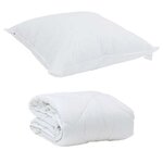 vidaXL Duvet d'été simple avec oreiller 2 Pièces Blanc Microfibre
