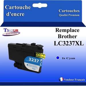 T3AZUR- Cartouche compatible avec Brother LC3237 XL Cyan pour Brother MFC-J6947DW