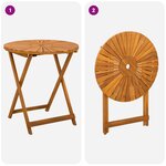vidaXL Table de jardin pliante Naturel Ø70 x 75 cm