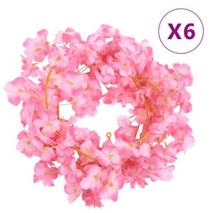 vidaXL Guirlandes de fleurs 6 Pièces rose foncé 180 cm