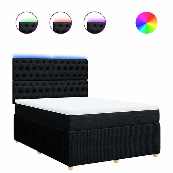 vidaXL Sommier à lattes de lit avec matelas Noir 140x200 cm Tissu