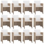 vidaXL Salon de jardin avec coussins 13 Pièces Résine tressée Beige