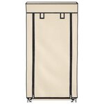 vidaXL Armoire à chaussures avec housse Crème 58x28x106 cm Tissu