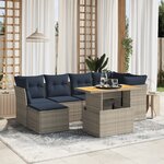 vidaXL Salon de jardin 7 Pièces avec coussins gris résine tressée