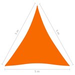 vidaXL Voile de parasol Tissu Oxford triangulaire 5x5x5 m Orange