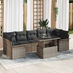 vidaXL Ensemble de canapé de jardin avec coussin 8 Pièces Gris Poly rotin