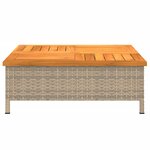 vidaXL Table de jardin beige 70x70x25 cm résine tressée et bois acacia