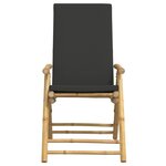 vidaXL Chaises de bistro pliantes lot de 4 coussins gris foncé bambou