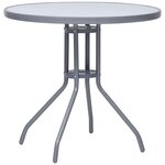 vidaXL Table de jardin Gris clair 80 cm Acier et verre