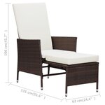 vidaXL Chaise inclinable de jardin avec coussins Résine tressée Marron