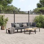 vidaXL Salon de jardin 4 Pièces avec coussins noir aluminium