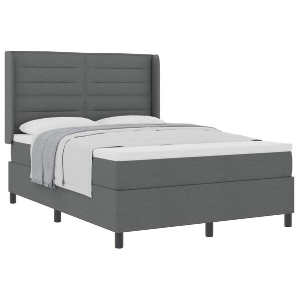 vidaXL Lit à ressorts avec matelas Gris foncé 200 x 140 cm tissu