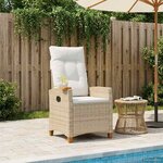vidaXL Chaise inclinable avec plateau à thé 62 x 64 x 112 cm polyrotin