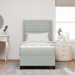 Lit Box Spring avec Matelas & Lumière LED Gris clair 90x200 cm Velours