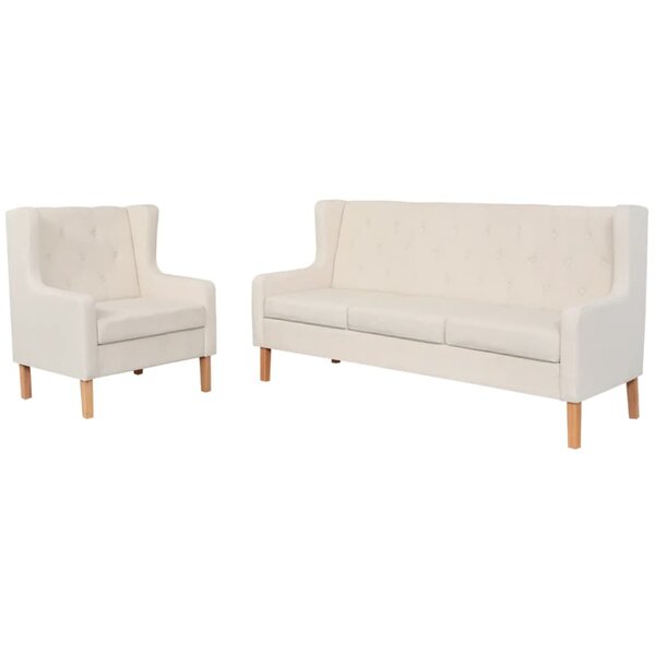 vidaXL Ensemble de canapés 2 Pièces tissu blanc crème