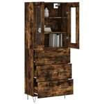 vidaXL Buffet haut Chêne fumé 69 5x34x180 cm Bois d'ingénierie