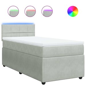 vidaXL Sommier à lattes de lit et matelas Gris clair 80x200 cm Velours