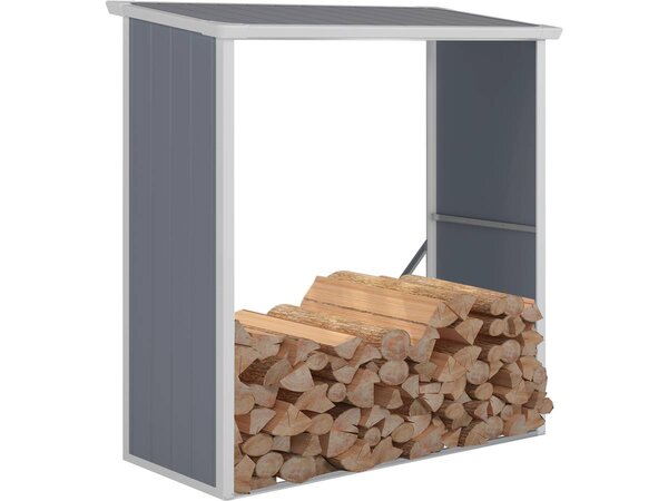 Abri bûches résine "Alexandre" - 2.11 m² - 242 x 87 x 190 cm - Gris