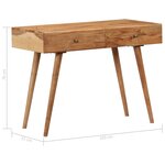 Bureau table meuble travail informatique 100 cm bois d'acacia solide 0502106