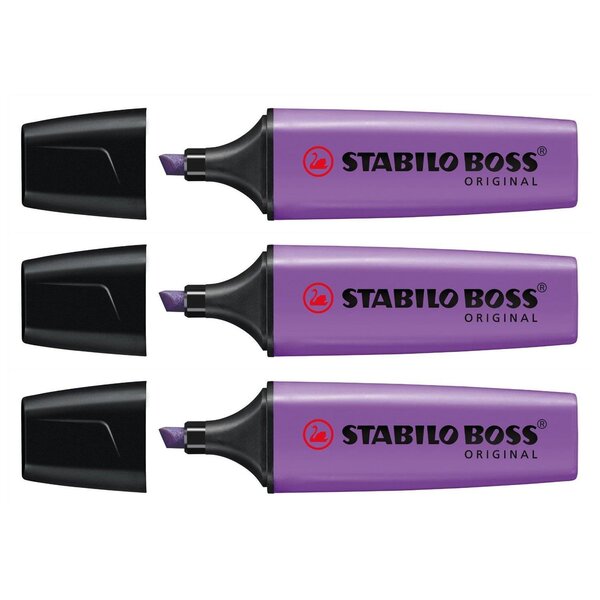 Surligneur BOSS ORIGINAL Rechargeable Pointe Biseautée 2-5 mm Lavande x 3 STABILO
