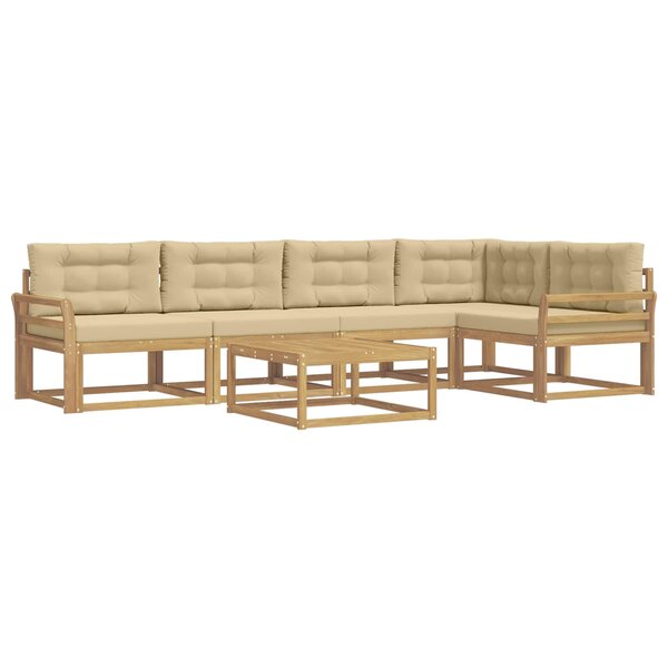 vidaXL Ensemble de canapés d'extérieur 6 pc Blanc et Beige Polyester