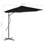 vidaXL Parasol d'extérieur avec mât en acier Noir 300x230 cm